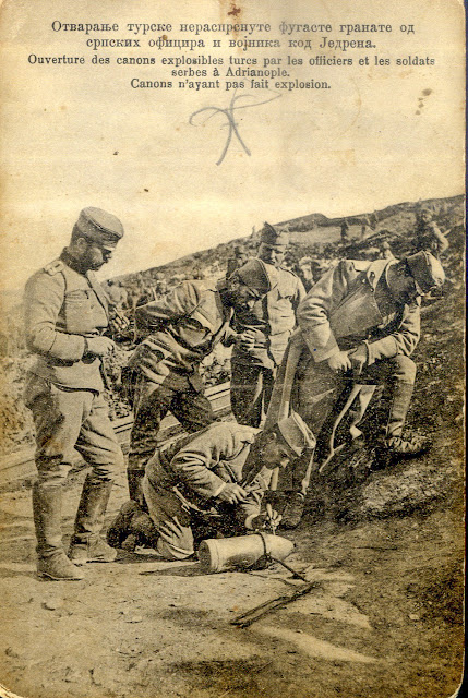 Dismantling unexploded Turkish grenades by the Serbian army at Edirne - First Balkan War