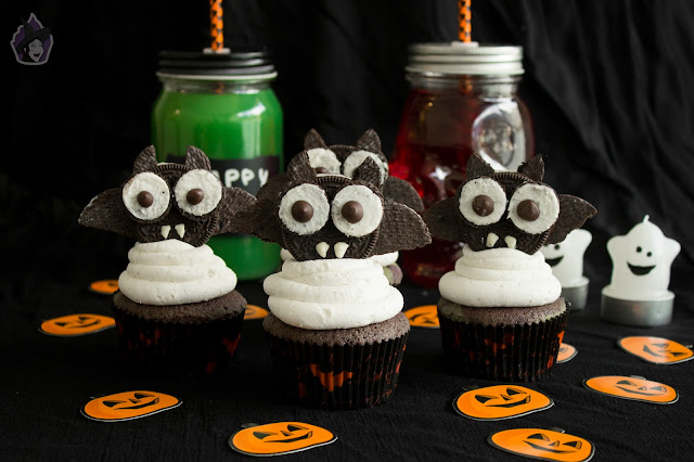 Cupcakes murciélago para Halloween