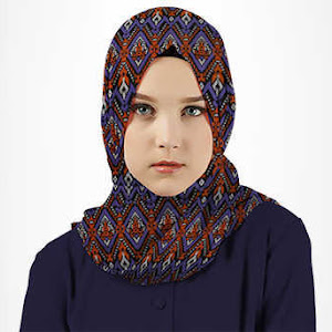 Kerudung Hijab Pashmina Motif Ungu Merah Aitana