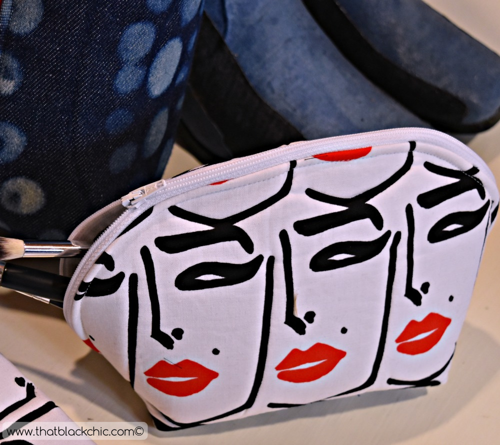 Another DIY Square Cosmetic Bag with Denim & Lips this time![ Tutorial] That Black Chic