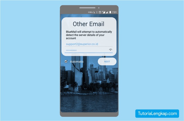 cara login email custom pada hape android