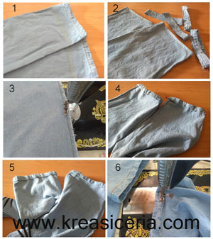 Permak Celana Jeans Dengan Cara Potong Sambung