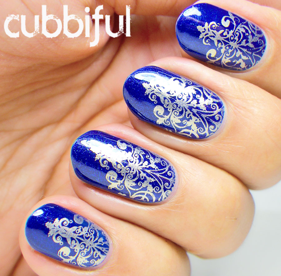  : 31DC2015 Day 29  Blue Base  Gold Stamping in Royal Blue Nails