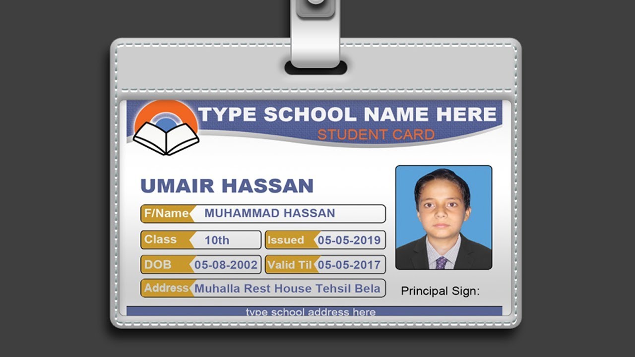How to Design ID Card In Photoshop + PSD Free Download ~ Al Qadeer Studio