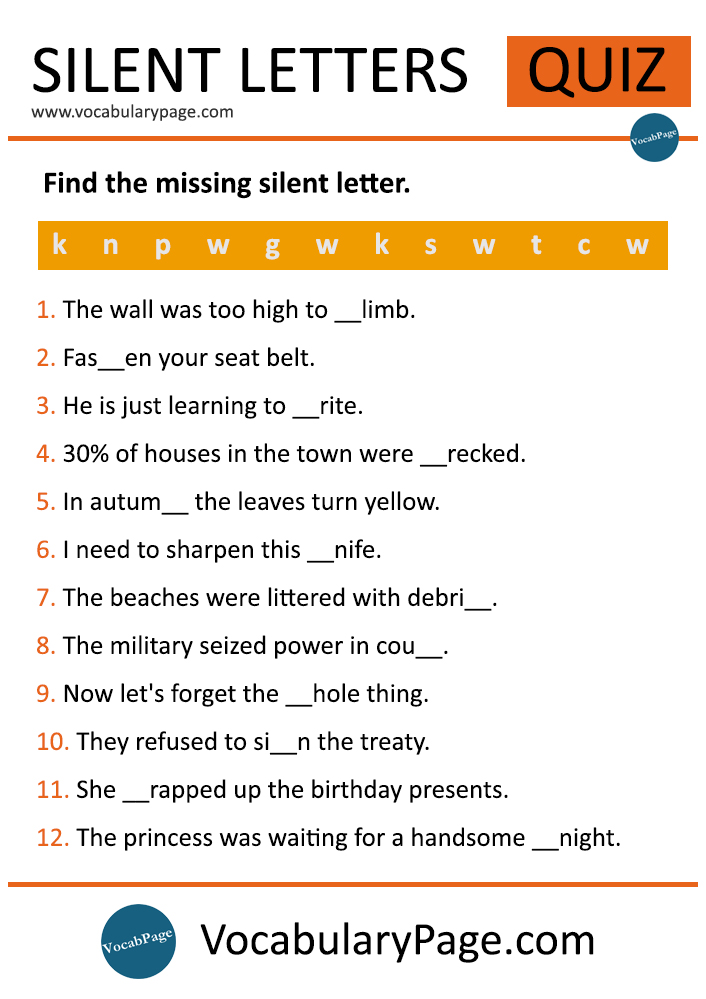 Silent Letters Quiz 1