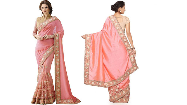 Saara Embroidered Fashion Silk, Net Saree (Pink) Saara Embroidered Fashion Silk, Net Saree (Pink)