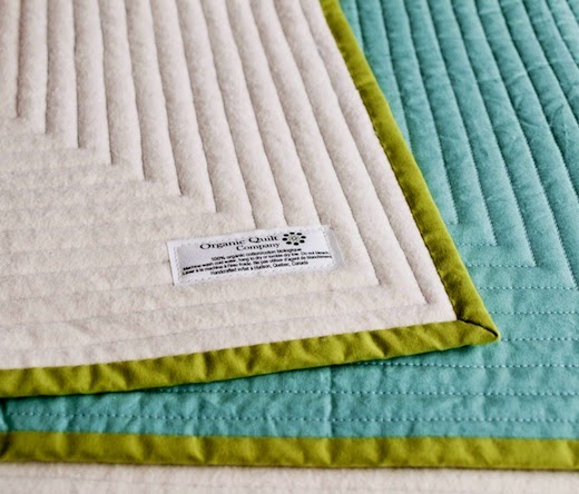 Quilting view of custom organic baby quilt by Organic Quilt Company