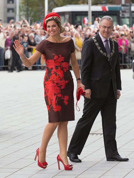 Queen Maxima and Rotterdam mayor Ahmed Abutaleb of The Netherlands attend the opening of the new Markthal on 01.10.2014 in Rotterdam, Netherlands.