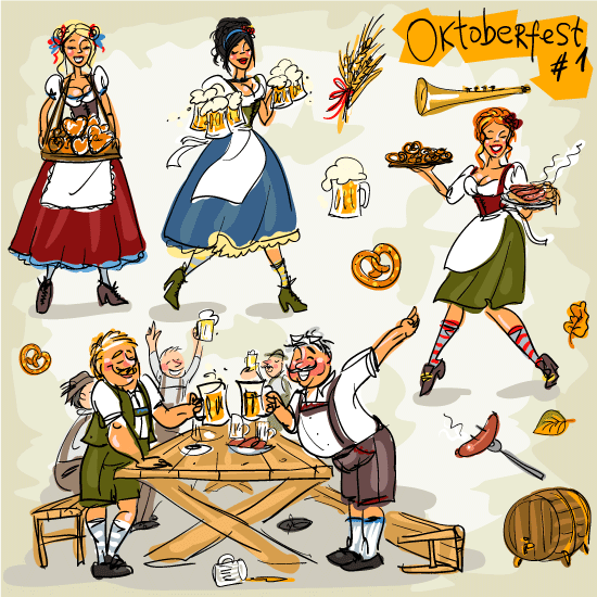 Fiesta de octubre de la cerveza “Oktoberfest” - Vector