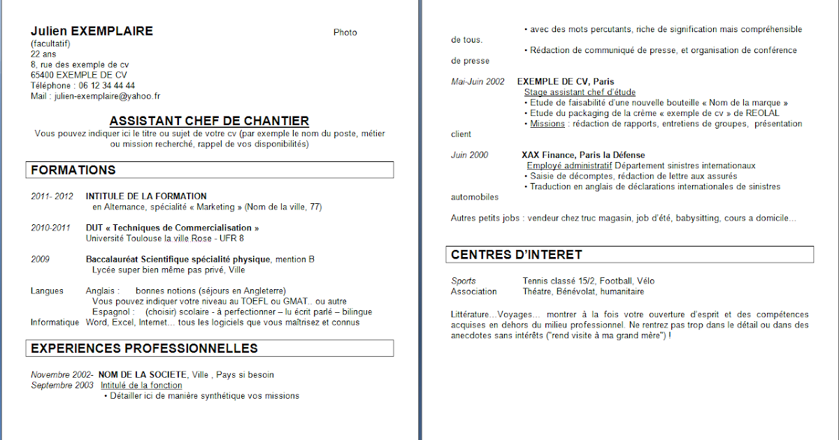 Cemment rediger un CV ?  Cours  Faculté Des Sciences oujda  FSO