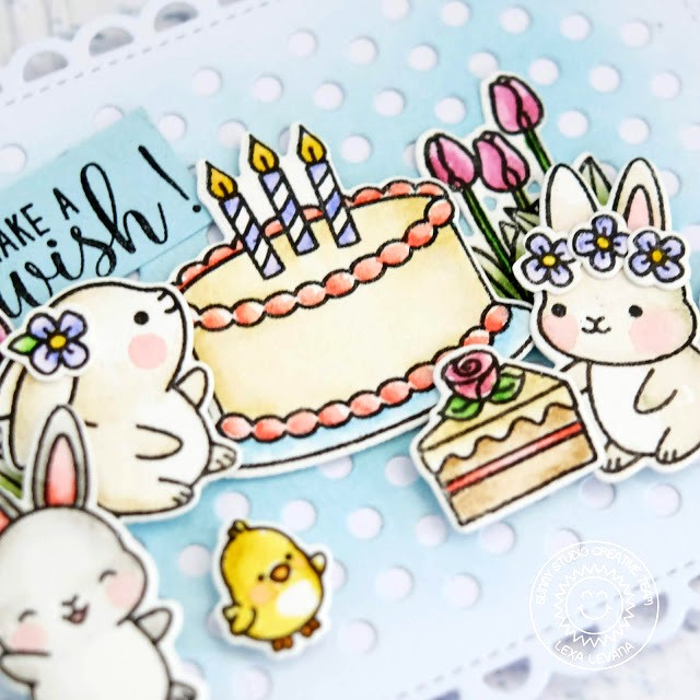 Sunny Studio Stamps: Frilly Frames Chubby Bunny Make A Wish Spring Birthday Card Card by Lexa Levana
