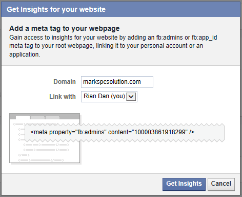 Claim your domain on Facebook Insights