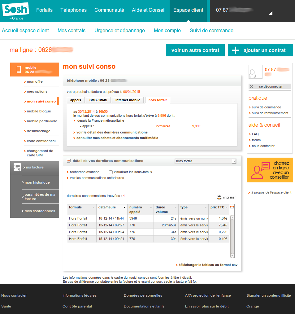 Chen Gai France ) sosh facture