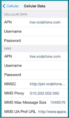 New Vodafone apn settings iPhone