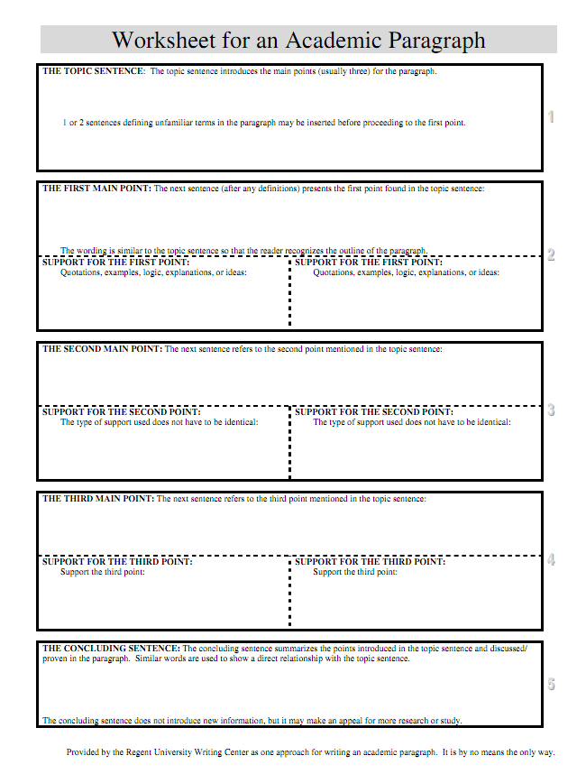 Star Blogs All Paragraph Structure Worksheet