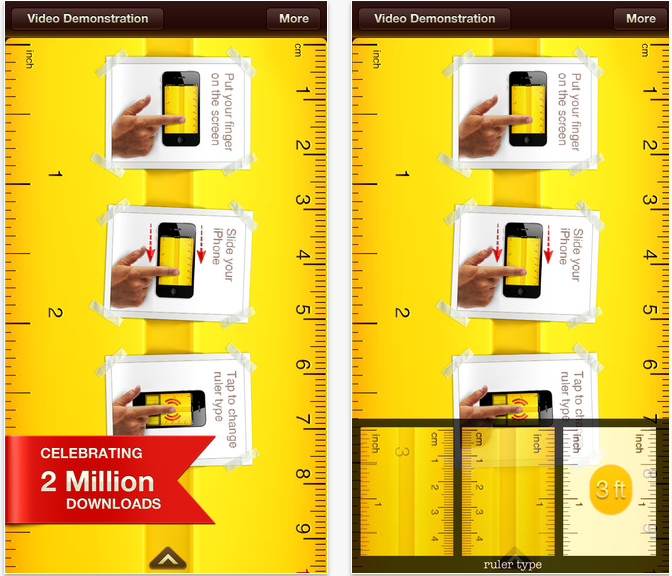 IRuler application for measurement of lengths through iPhone