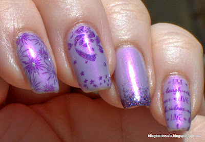 Sally Hansen Drama Sheen with Color Club Wild at Heart stamping