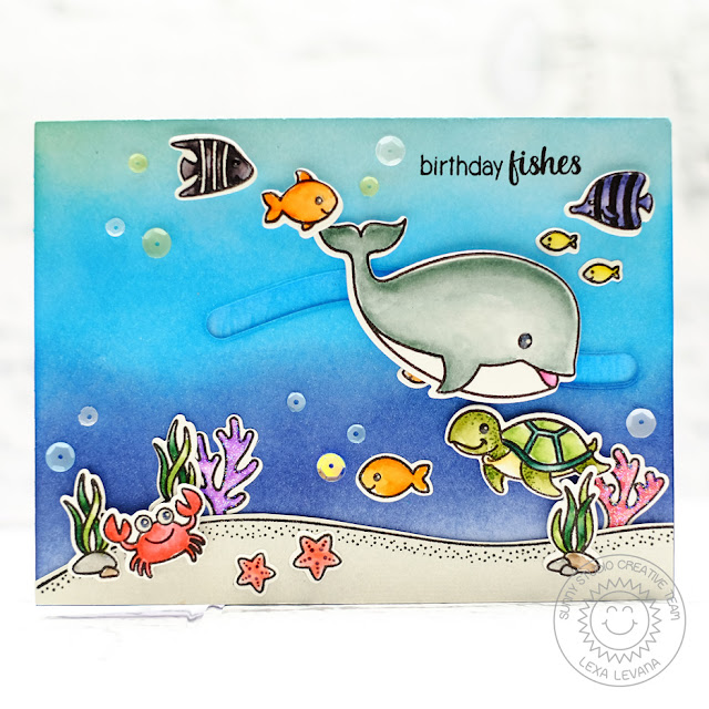 Sunny Studio Stamps: Oceans Of Joy Birthday Slider Card by Lexa Levana