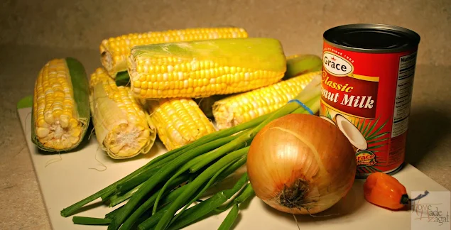 Ingredients used to make trinidad boil corn.