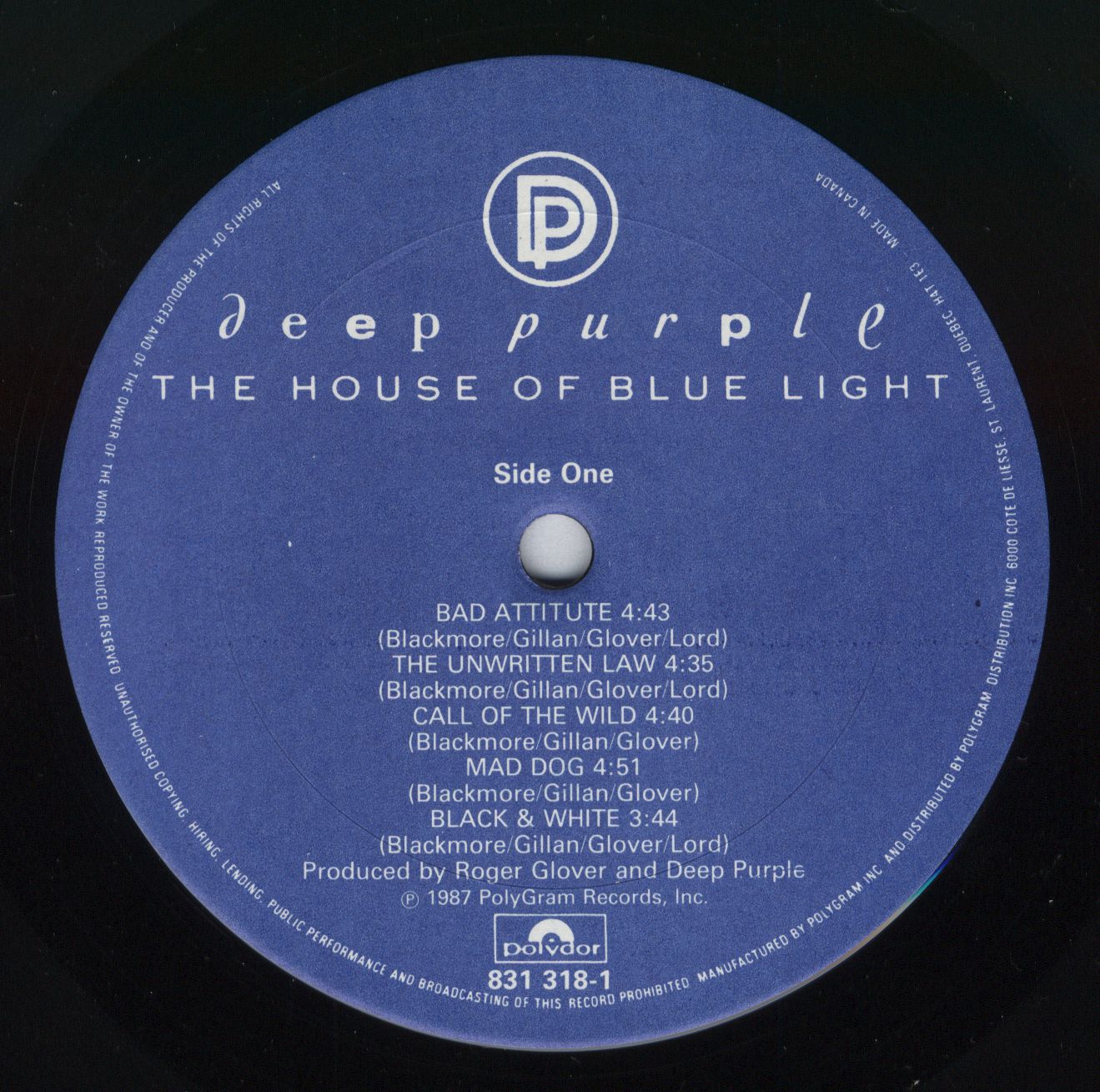 Deep Purple 1987 The House Of Blue Light (Canada)