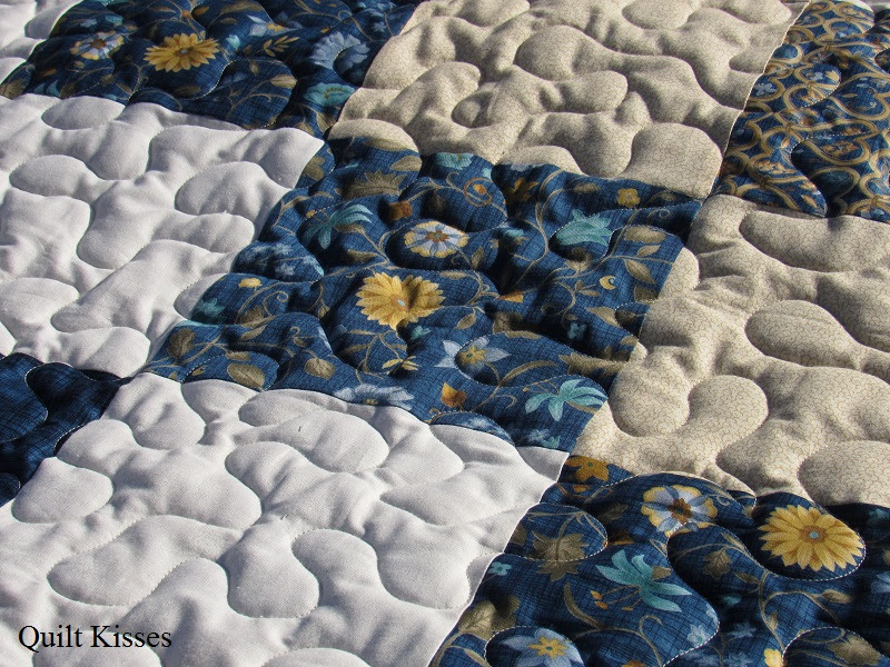 Quilt Kisses Blue and Gold A Finished Quilt