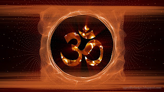 Omkara Sanskrit Hindu Indian Written Sign With Ring Of Red Golden Shine Plasma Background Design