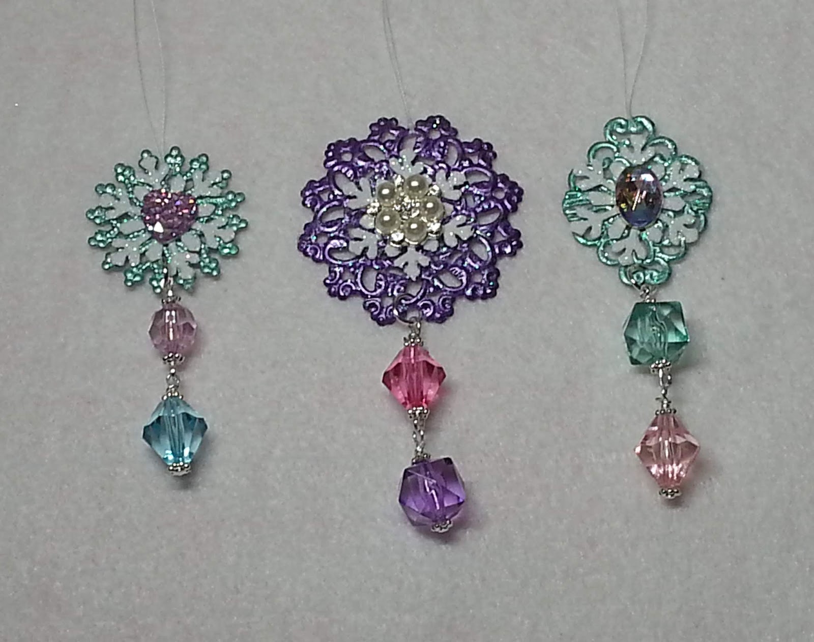 Christmas ornaments white metal filigree