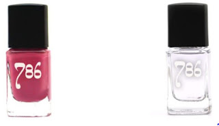 Source: 786 Cosmetics website. Jaipur nail polish on the left, and clear top coat on the right. 