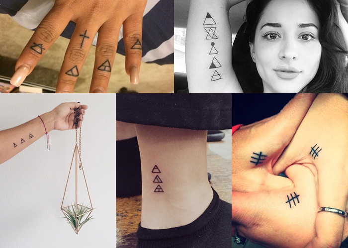 Montagem de fotos com várias tattoos gliph