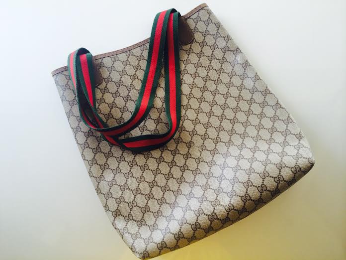 Truly Vintage: Authentic Vintage Gucci 1980&#39;s GG Tote Bag Large