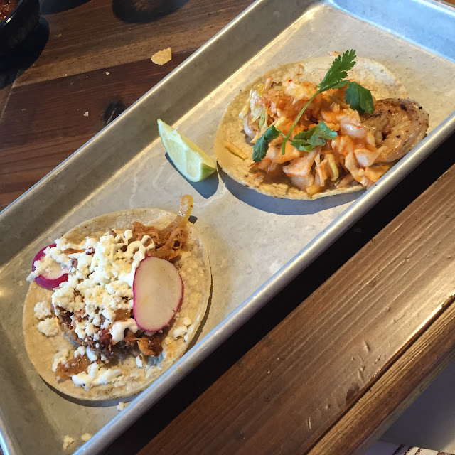 Chicken Tinga and Curry Shrimp Tacos from truk't in Beloit, Wisconsin