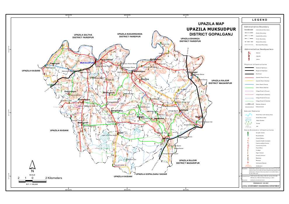 Muksudpur Upazila Map Gopalganj District Bangladesh