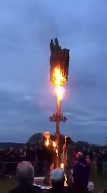 Omg! Woman's Hair Catches Fire While Lighting a Beacon to Celebrate the Queen of England