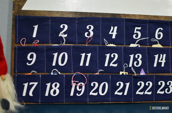 A fun modern advent calendar with painted little ornaments