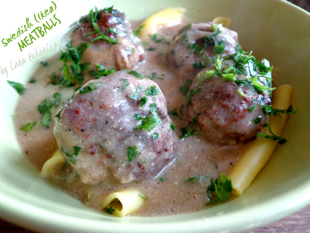 Swedish (Ikea) meatballs by Laka kuharica: homemade meatballs, smothered in a creamy gravy sauce.