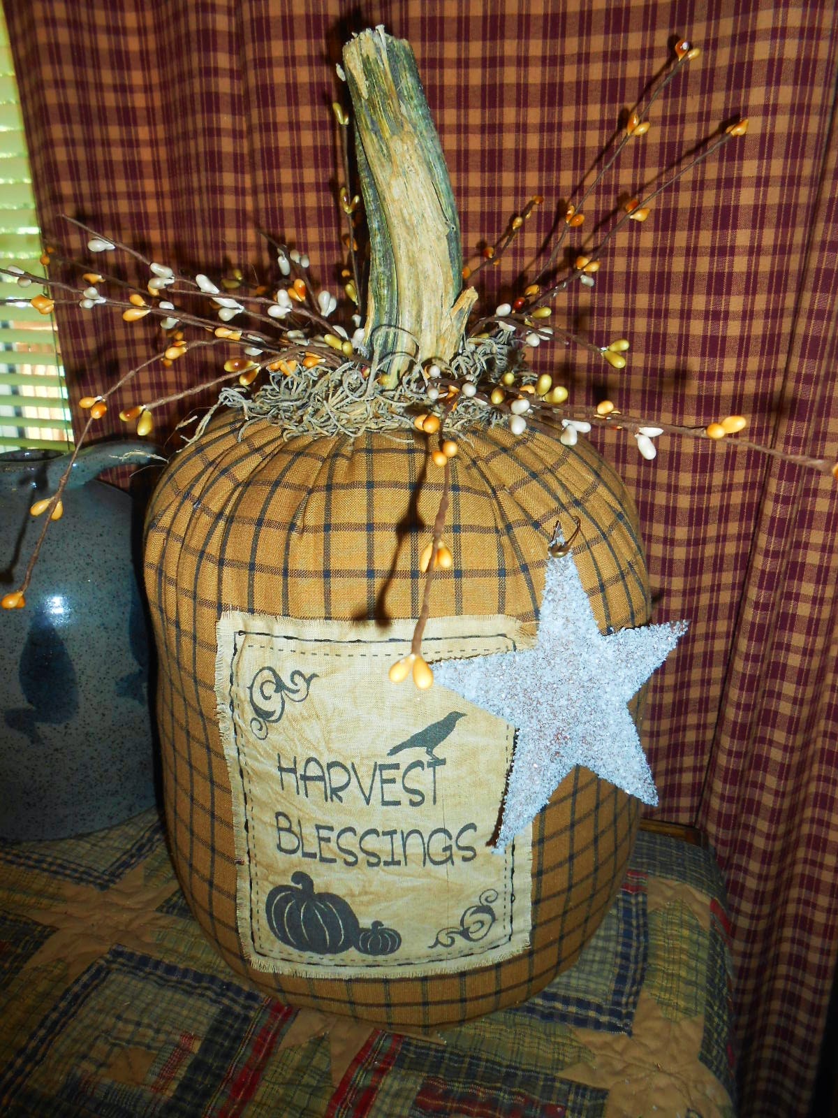 KKL Primitives Selling Blog 17" PRIMITIVE HARVEST BLESSINGS FABRIC