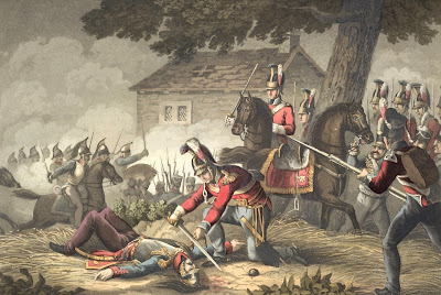 Horse Guards at the Battle of Waterloo from Historic, military and   naval anecdotes of particular incidents by E Orme & illustrated   by Heath & Dubourg (1819)