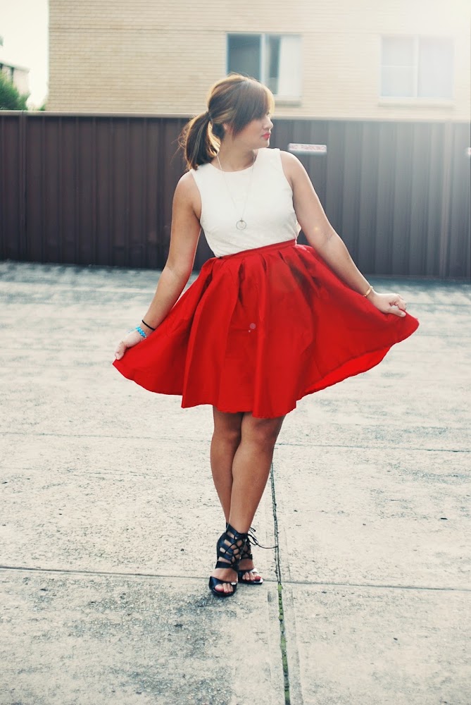 Sammy Dress Vintage Skirt in Claret Red Lipstick Pronto Heels