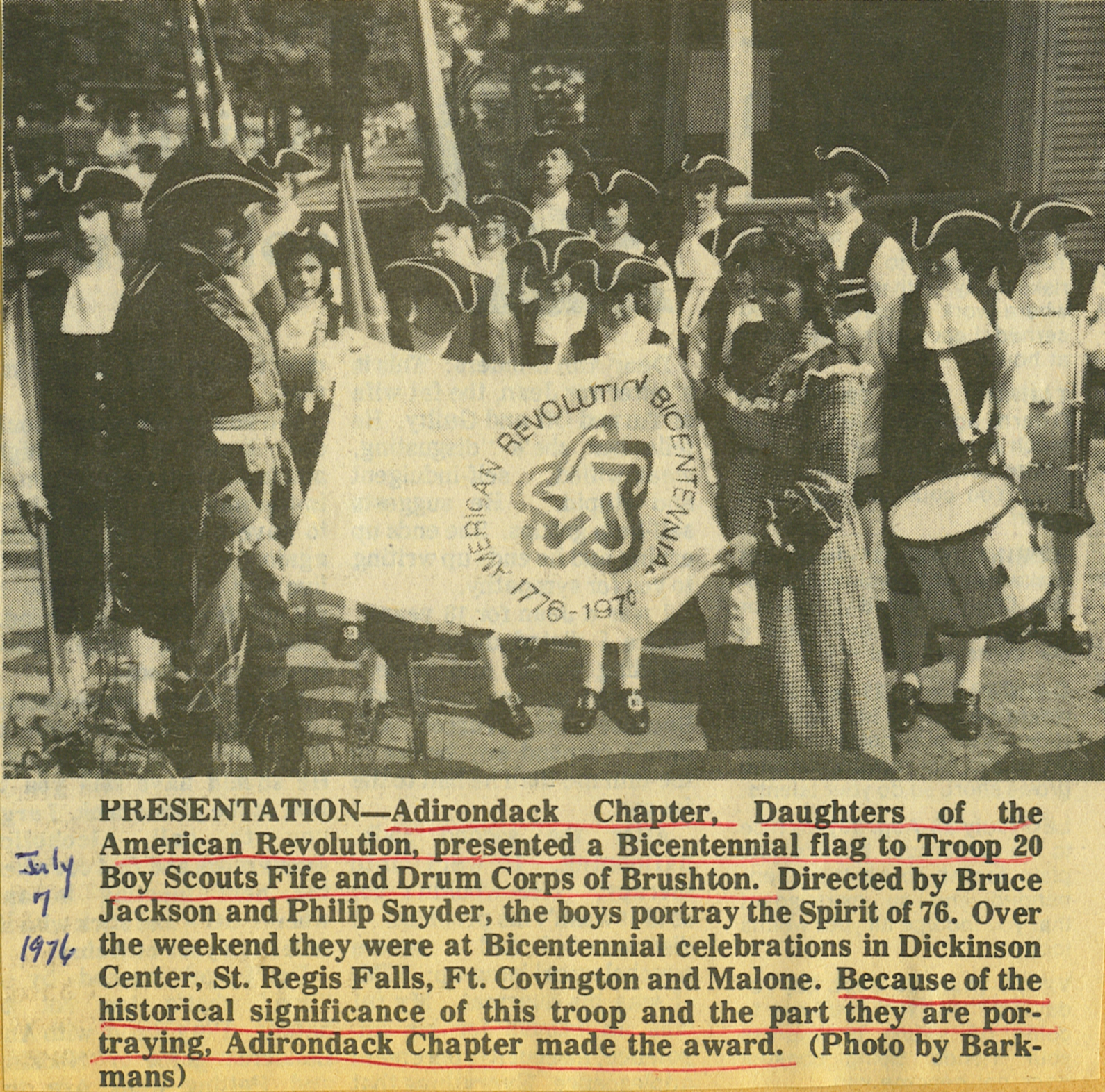 The Franklin County (NY) Historian American Bicentennial Flag