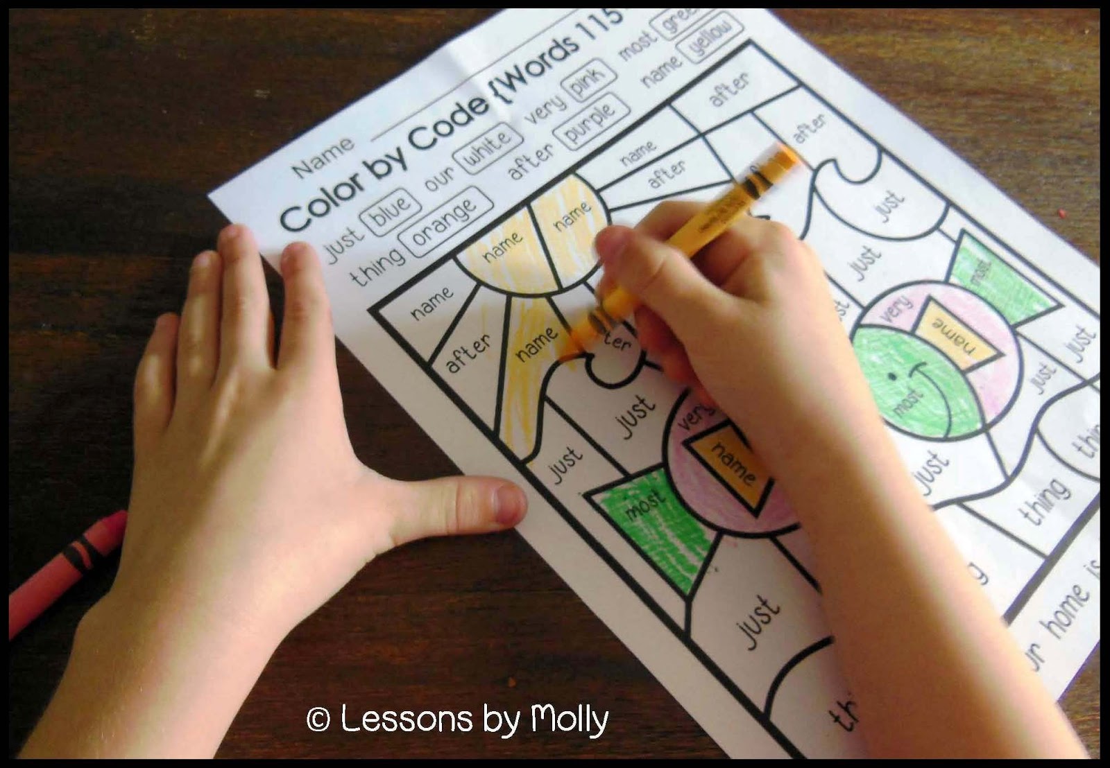 Lessons by Molly: Color by Code Sight Words for First and Second Grade