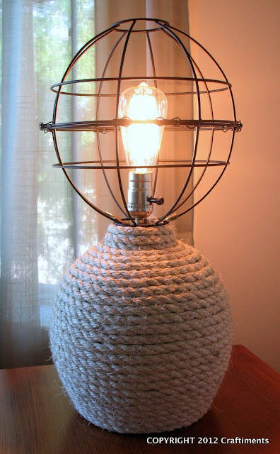 Craftiments.com:  Nautical Rope Lamp with Openwork Globe Shade