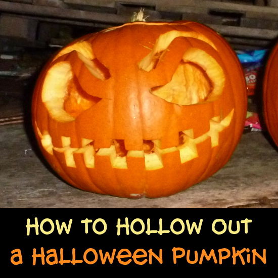 photo instructions tutorial on how to scoop out, clean and hollow a pumpkin ready for Halloween
