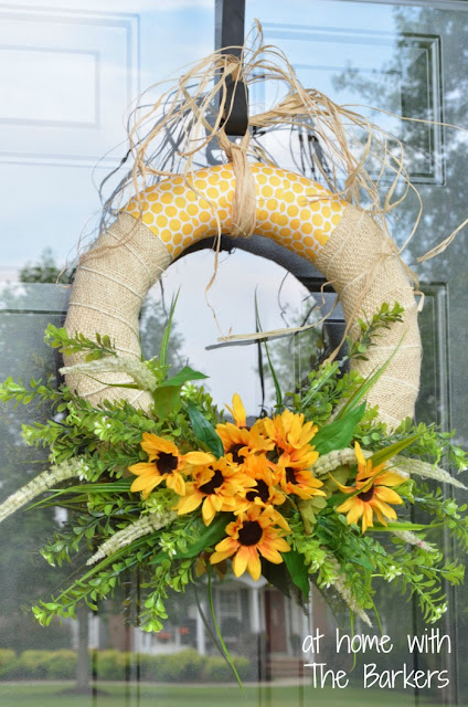 Summer Sunflower Wreath Front Door Entrance