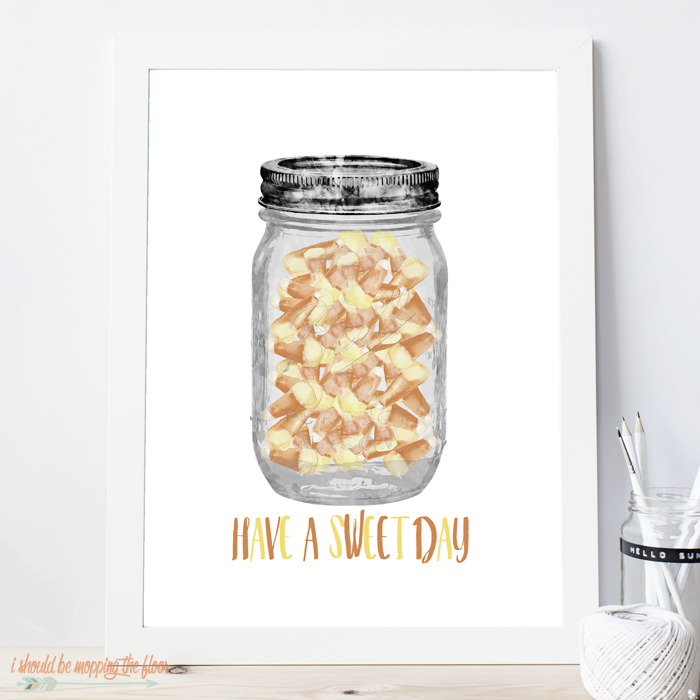 Free Candy Corn Halloween Printable | 8x10 Mason Jar and Candy Corn Print | Instant Download