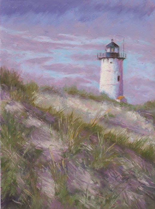 Pastel Painting Lighthouse in the Dunes Landscape Pastel Art by Poucher