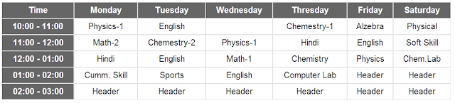 Create a weekly timetable using CSS and HTML ~ Lovely Codes