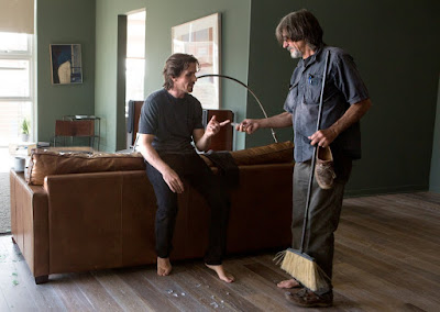 Terrence Malick and Christian Bale on the set of Knight of Cups