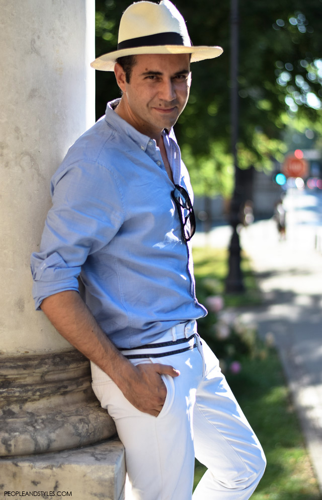  Ante Vrban, arhitektura, moda, dizajn, muška moda, street style. How to wear white pants and Panama hat for guys, men all white outfit casual