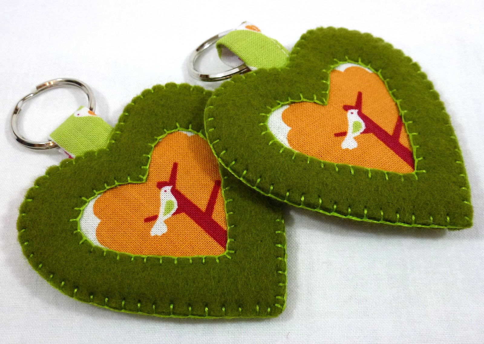 365 Sewn Hearts Heart Keychains with Tutorial Link