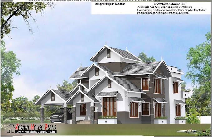 Modern 2275 Sqft. Kerala Slop Roof House Plan